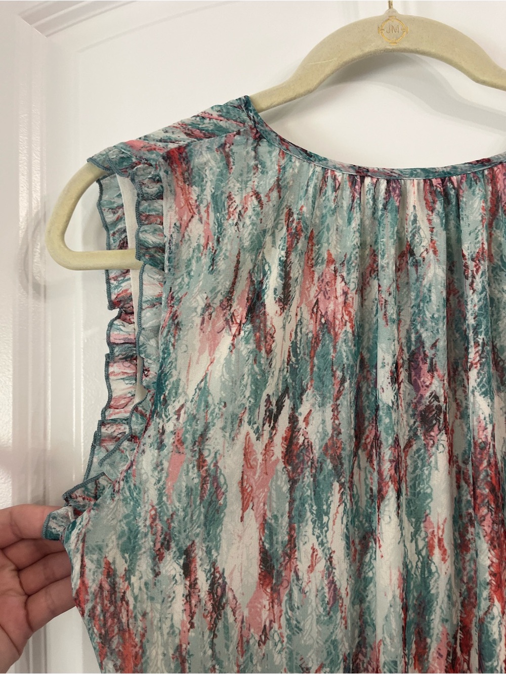 Veronica M Womens Short Sleeve Mini Dress Ruffled Hem and Sleeves Size Large - Picture 8 of 10